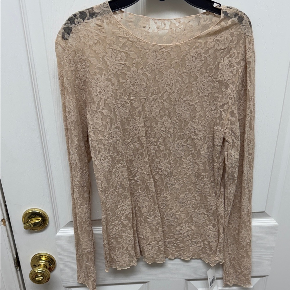 Hanky Panky Lace Long Sleeve Top - Beige